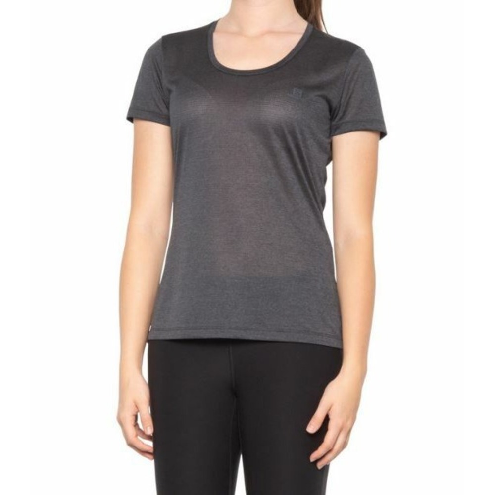 Salomon Agile SS Tee Women Black Ebony Active Running T-Shirt LC14094 Sz L